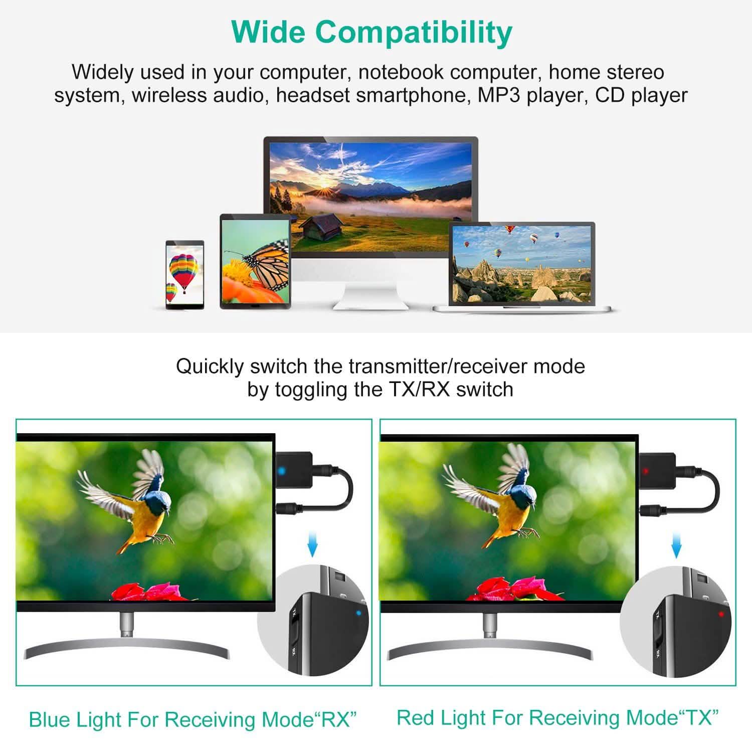 3-in-1 Wireless V5.0 USB Audio Transmitter Receiver Audio Accessories - Tophatter Daily Deals