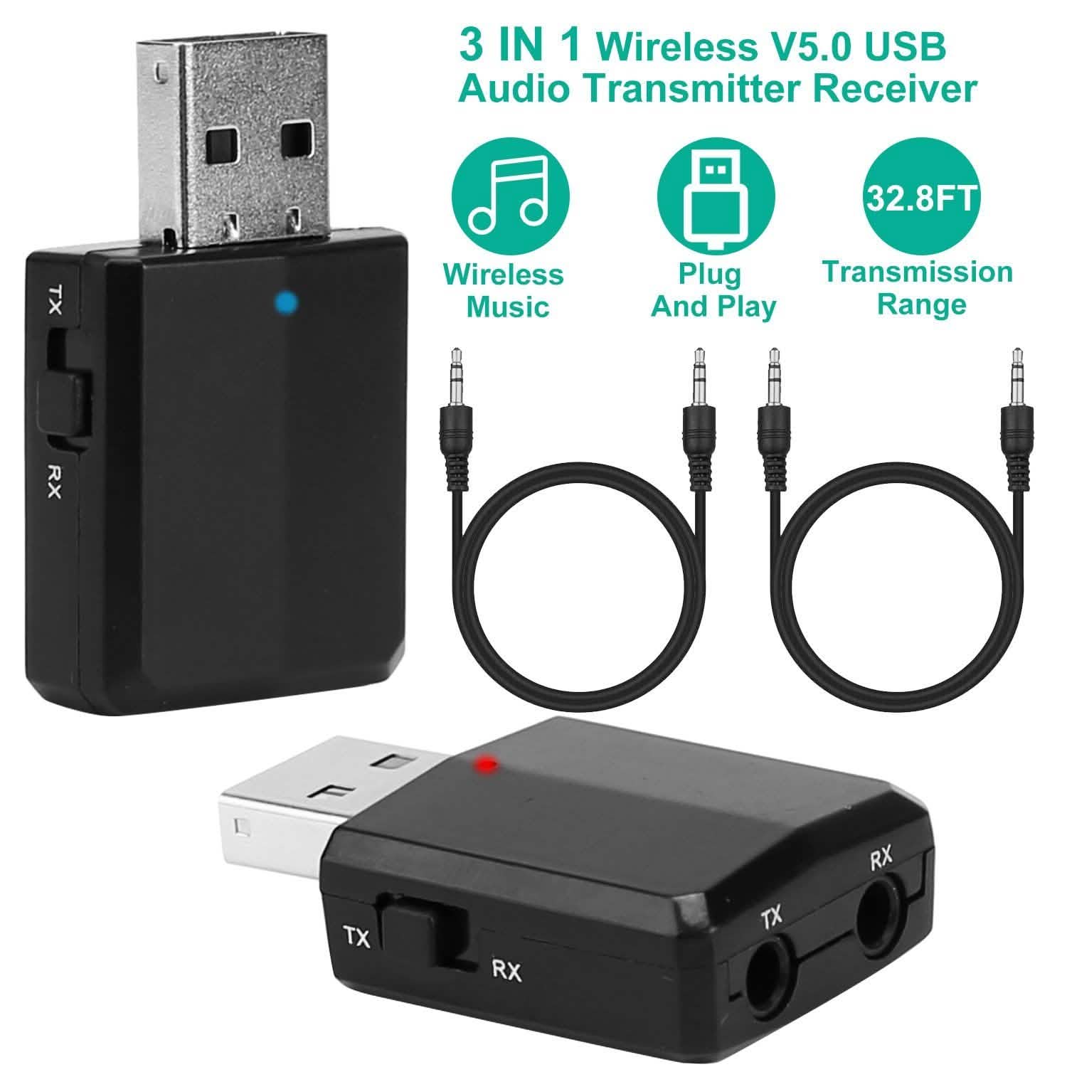 3-in-1 Wireless V5.0 USB Audio Transmitter Receiver Audio Accessories - Tophatter Daily Deals