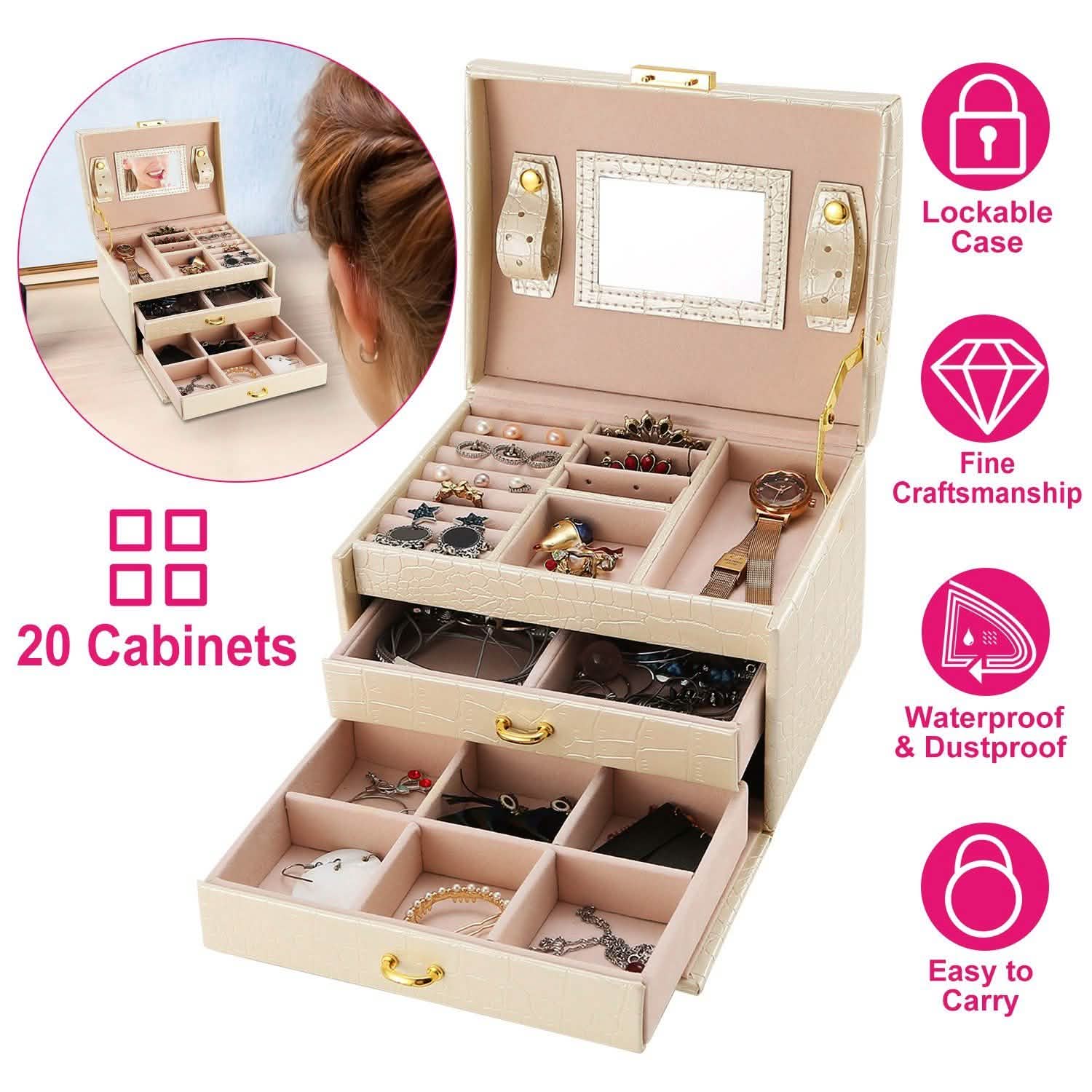 3-Layer Jewelry Case Organizer Storage & Organization - Tophatter Daily Deals