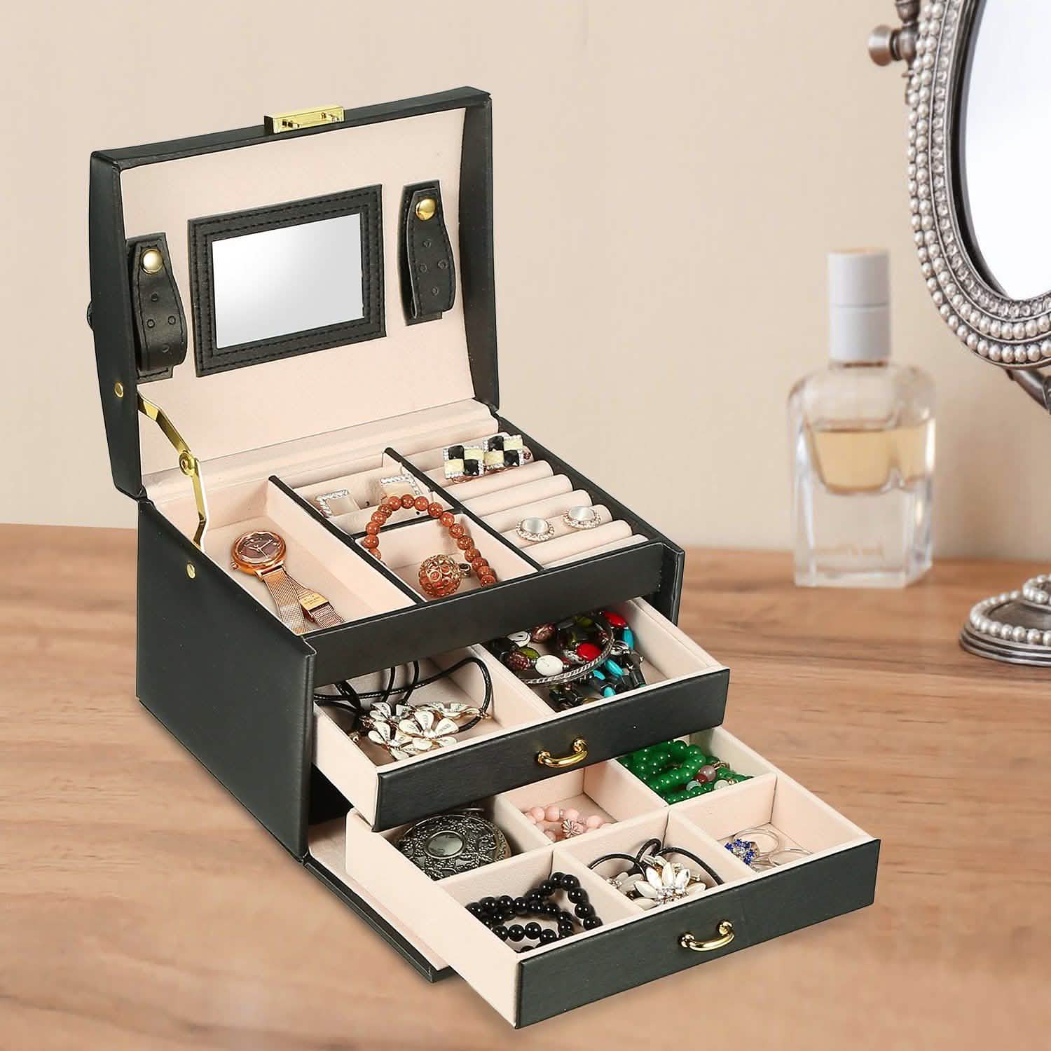 3-Layer Jewelry Case Organizer Storage & Organization - Tophatter Daily Deals