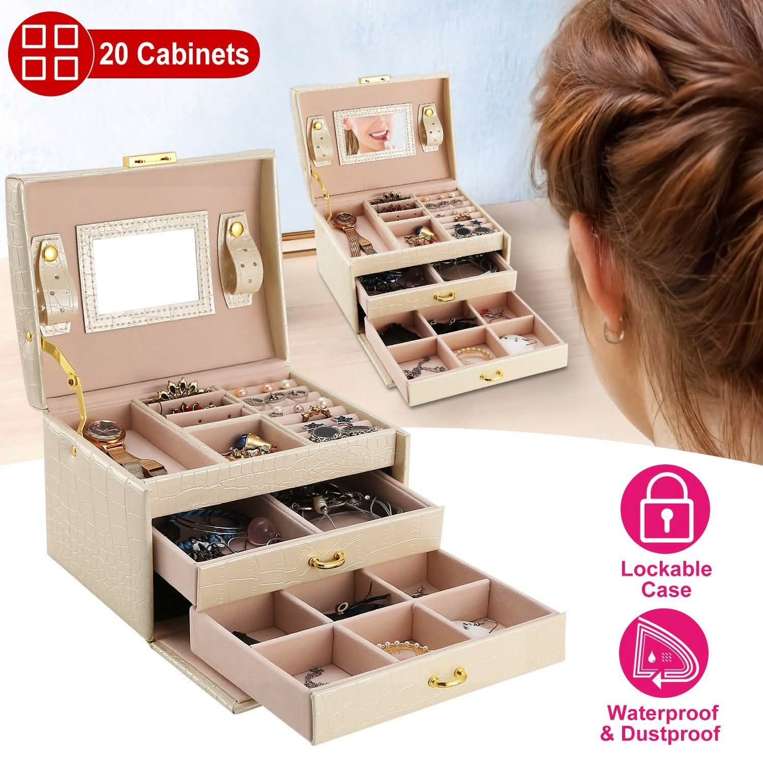 3-Layer Jewelry Case Organizer Storage & Organization - Tophatter Daily Deals