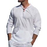 Lightweight Casual Mens Pullover - Laceup V Neck, Linen White - Tophatter Daily Deals