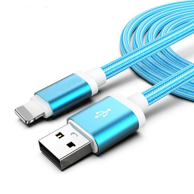 3-Pack: 10FT Heavy Duty Braided iPhone Lightning USB Cable Blue Charging Cable - Tophatter Daily Deals