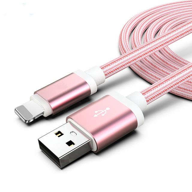 3-Pack: 10FT Heavy Duty Braided iPhone Lightning USB Cable Pink Charging Cable - Tophatter Daily Deals