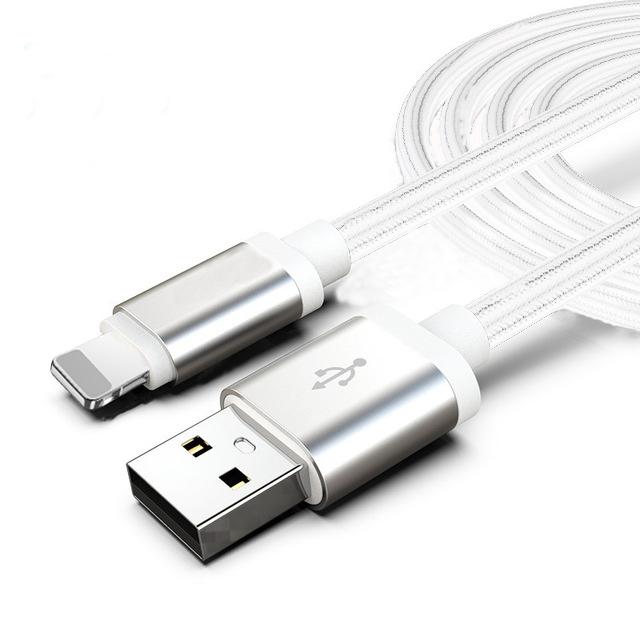 3-Pack: 10FT Heavy Duty Braided iPhone Lightning USB Cable White Charging Cable - Tophatter Daily Deals