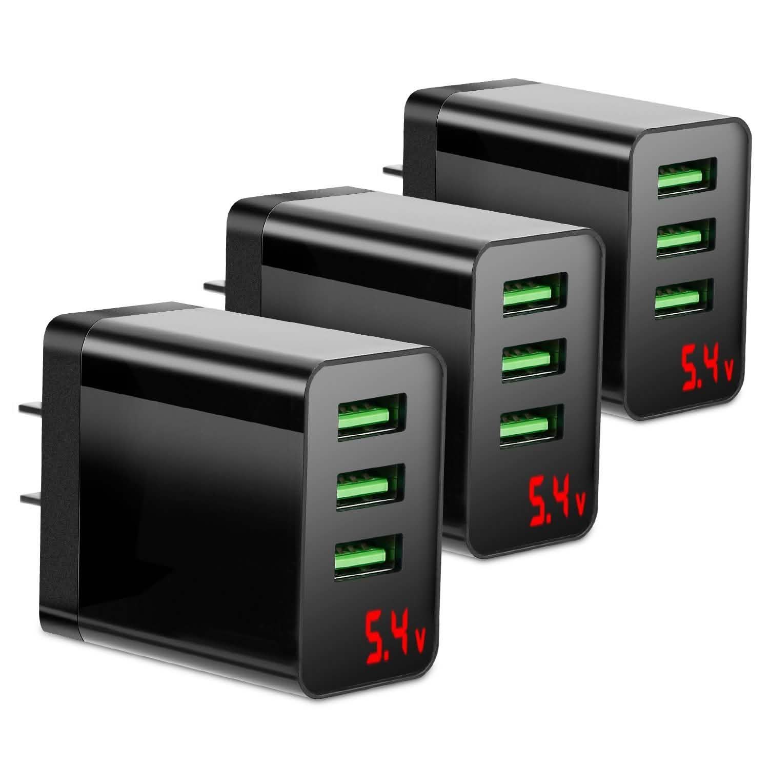 3-Pack: 3-Port USB Wall Charger Mobile Accessories - Tophatter Daily Deals