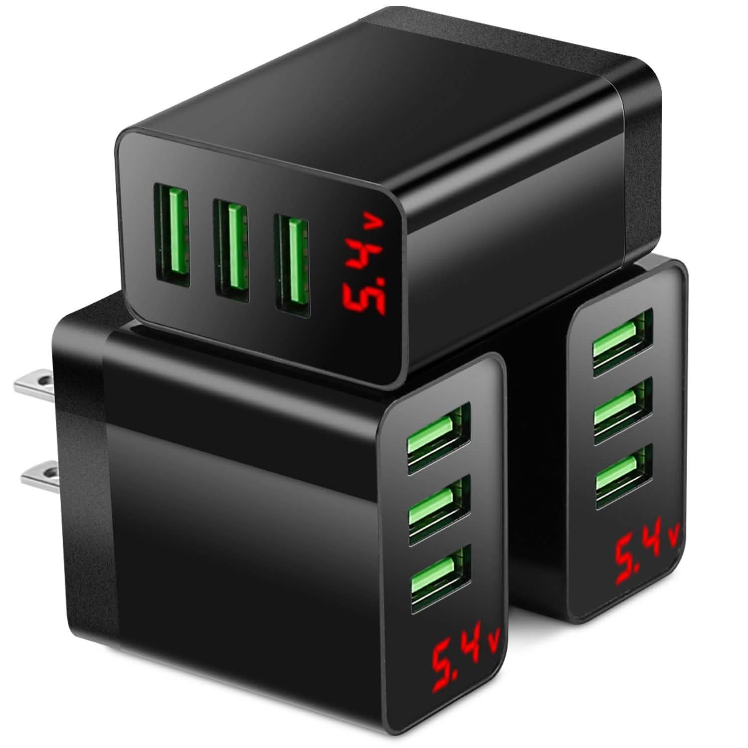3-Pack: 3-Port USB Wall Charger Mobile Accessories - Tophatter Daily Deals