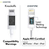 3-Pack: 4 Ft. Overtime Apple MFi Certified Lightning Cable Charging Cable - Tophatter Daily Deals