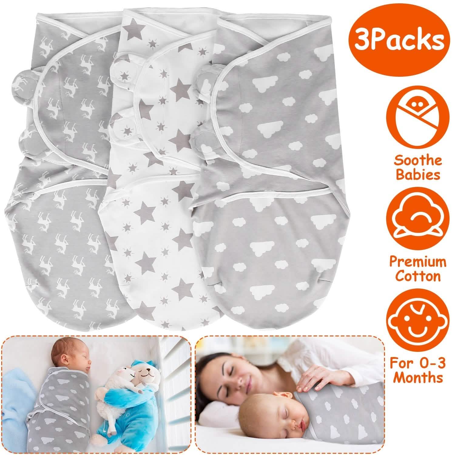 3-Pack: Baby New Born Swaddle Wrap Baby Gear - Tophatter Daily Deals
