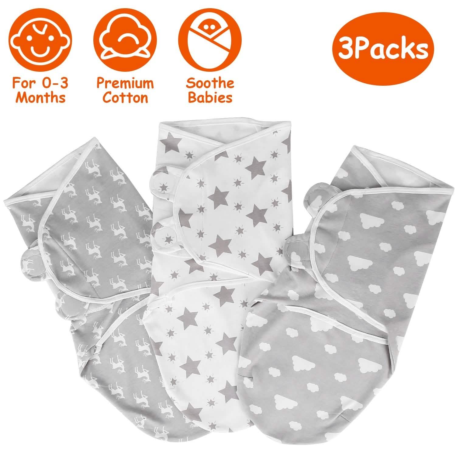 3-Pack: Baby New Born Swaddle Wrap Baby Gear - Tophatter Daily Deals