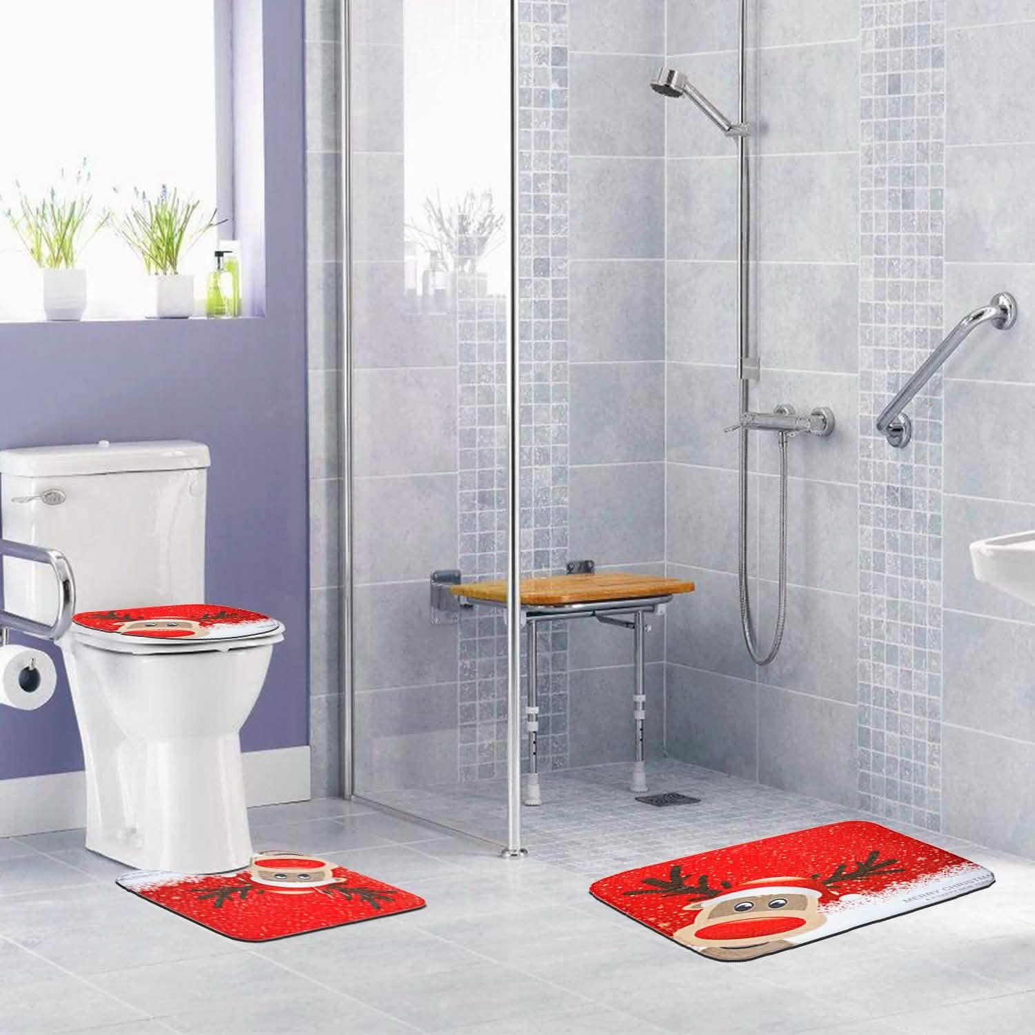 3-Pack: Christmas Bathroom Rugs Set Seasonal Decor - Tophatter Daily Deals