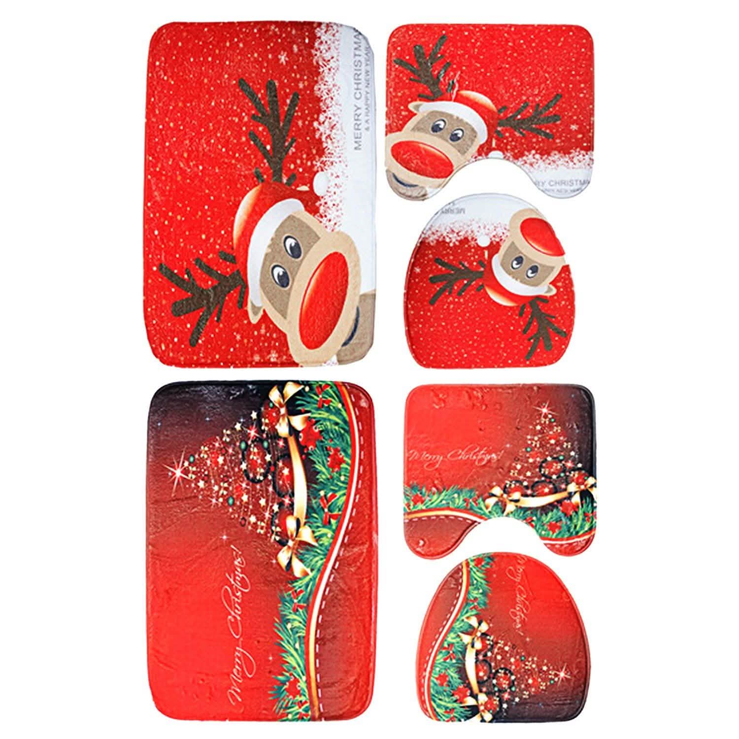 3-Pack: Christmas Bathroom Rugs Set Seasonal Decor - Tophatter Daily Deals