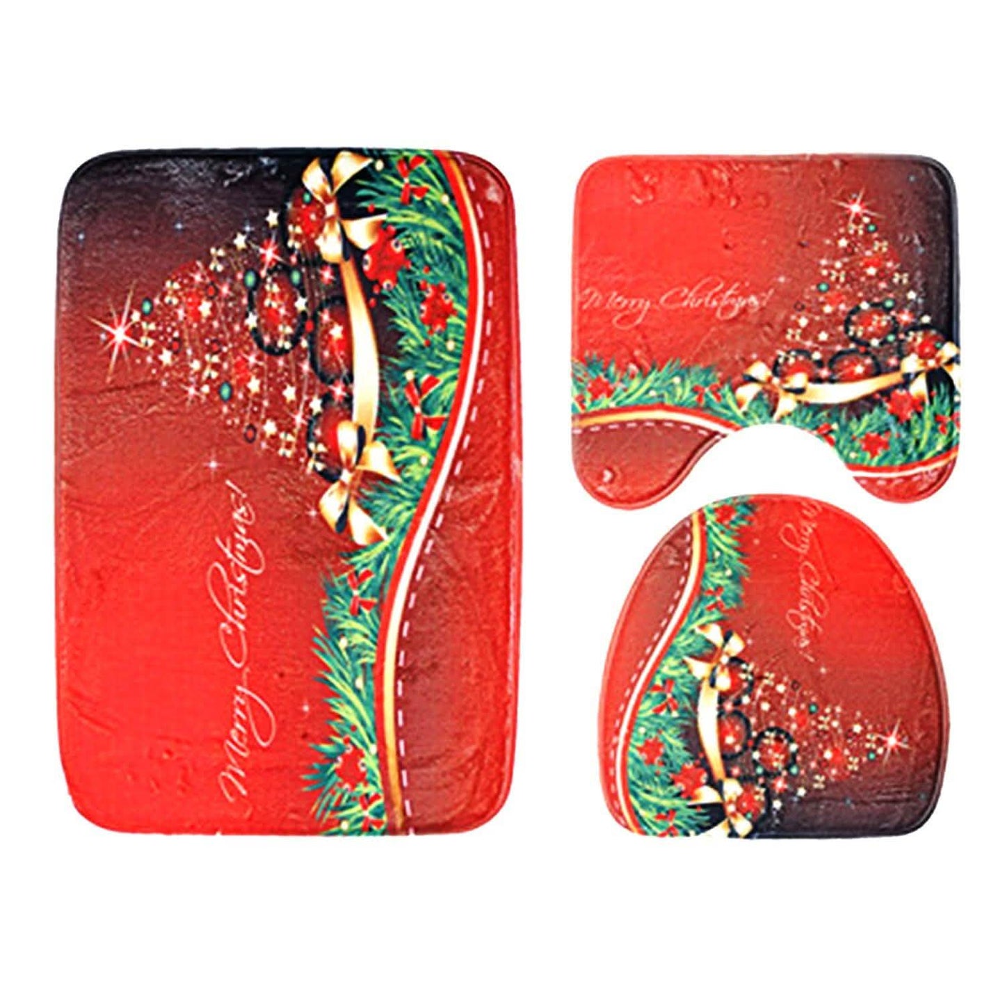 3-Pack: Christmas Bathroom Rugs Set Type 1 Seasonal Decor - Tophatter Daily Deals