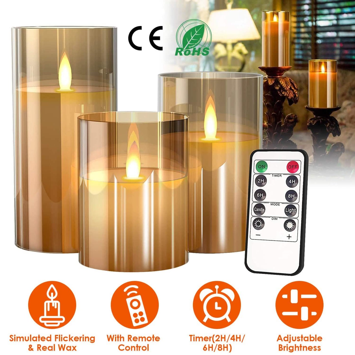 3-Pack: Flameless Battery Operated Candles Indoor Lighting - Tophatter Daily Deals