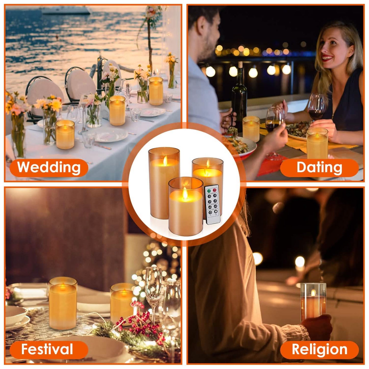 3-Pack: Flameless Battery Operated Candles Indoor Lighting - Tophatter Daily Deals