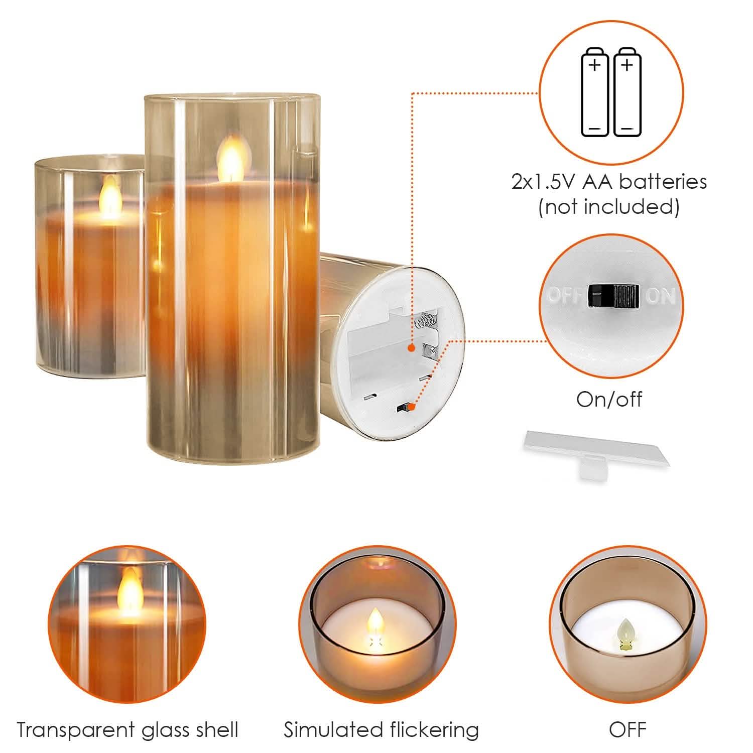 3-Pack: Flameless Battery Operated Candles Indoor Lighting - Tophatter Daily Deals