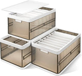 3-Pack: Foldable Storage Bin with Lid Stackable Plastic Closet Organizer Storage & Organization - Tophatter Daily Deals