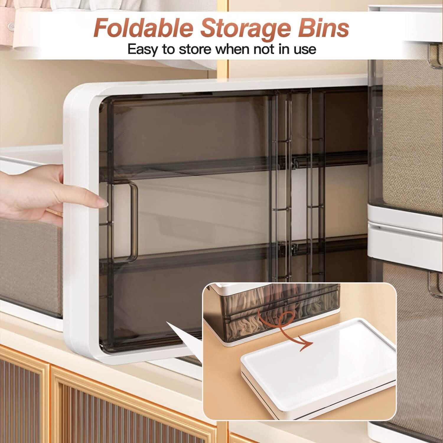 3-Pack: Foldable Storage Bin with Lid Stackable Plastic Closet Organizer Storage & Organization - Tophatter Daily Deals