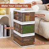 3-Pack: Foldable Storage Bin with Lid Stackable Plastic Closet Organizer Storage & Organization - Tophatter Daily Deals