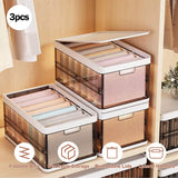3-Pack: Foldable Storage Bin with Lid Stackable Plastic Closet Organizer Storage & Organization - Tophatter Daily Deals