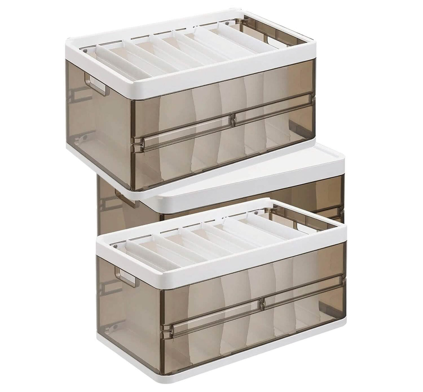 3-Pack: Foldable Storage Bin with Lid Stackable Plastic Closet Organizer Storage & Organization - Tophatter Daily Deals