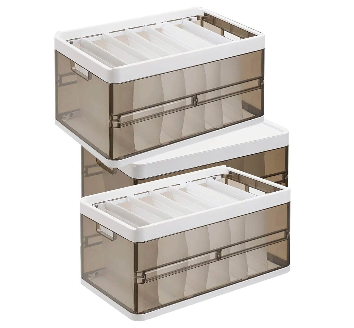3-Pack: Foldable Storage Bin with Lid Stackable Plastic Closet Organizer Storage & Organization - Tophatter Daily Deals