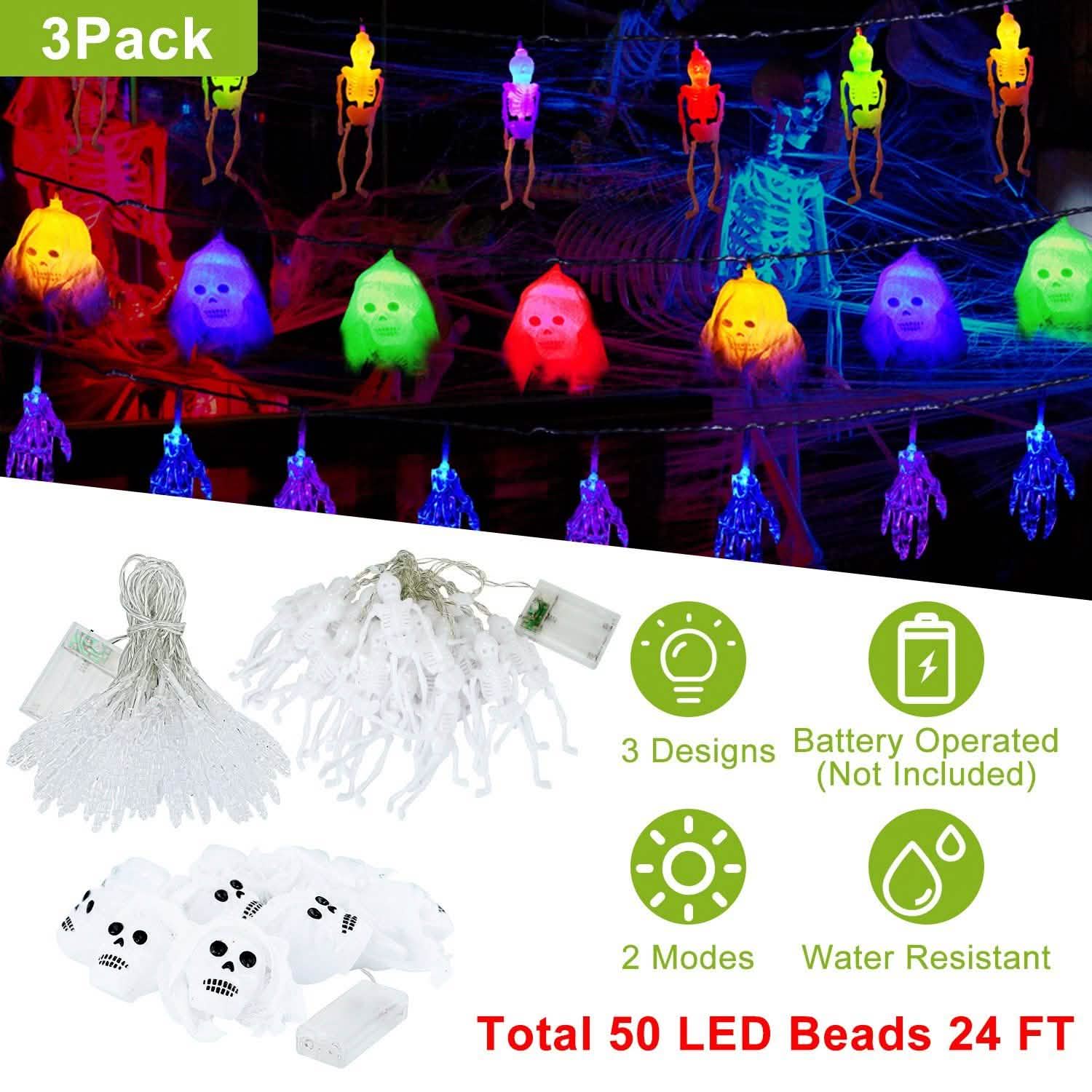 3-Pack: Halloween String Light Decorations Seasonal Decor - Tophatter Daily Deals