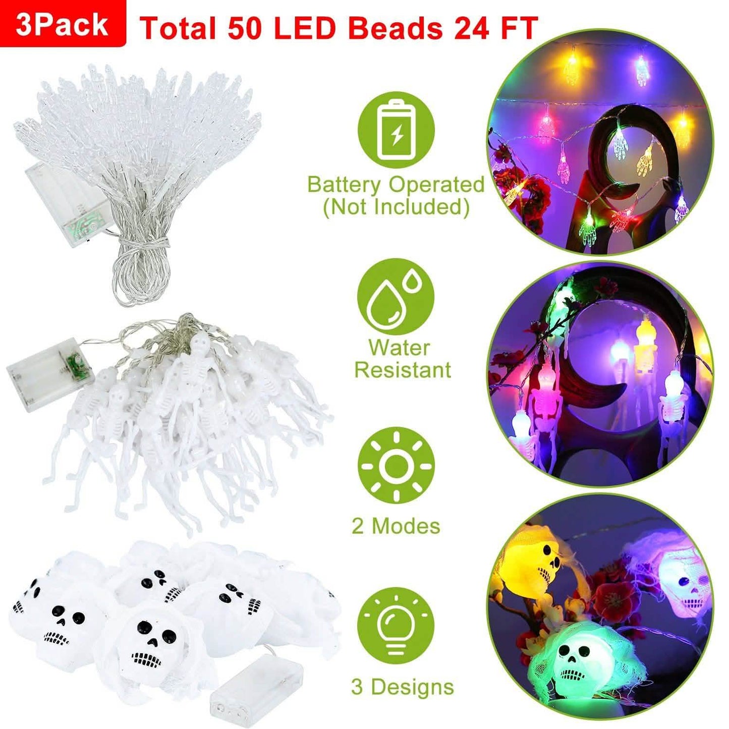 3-Pack: Halloween String Light Decorations Seasonal Decor - Tophatter Daily Deals