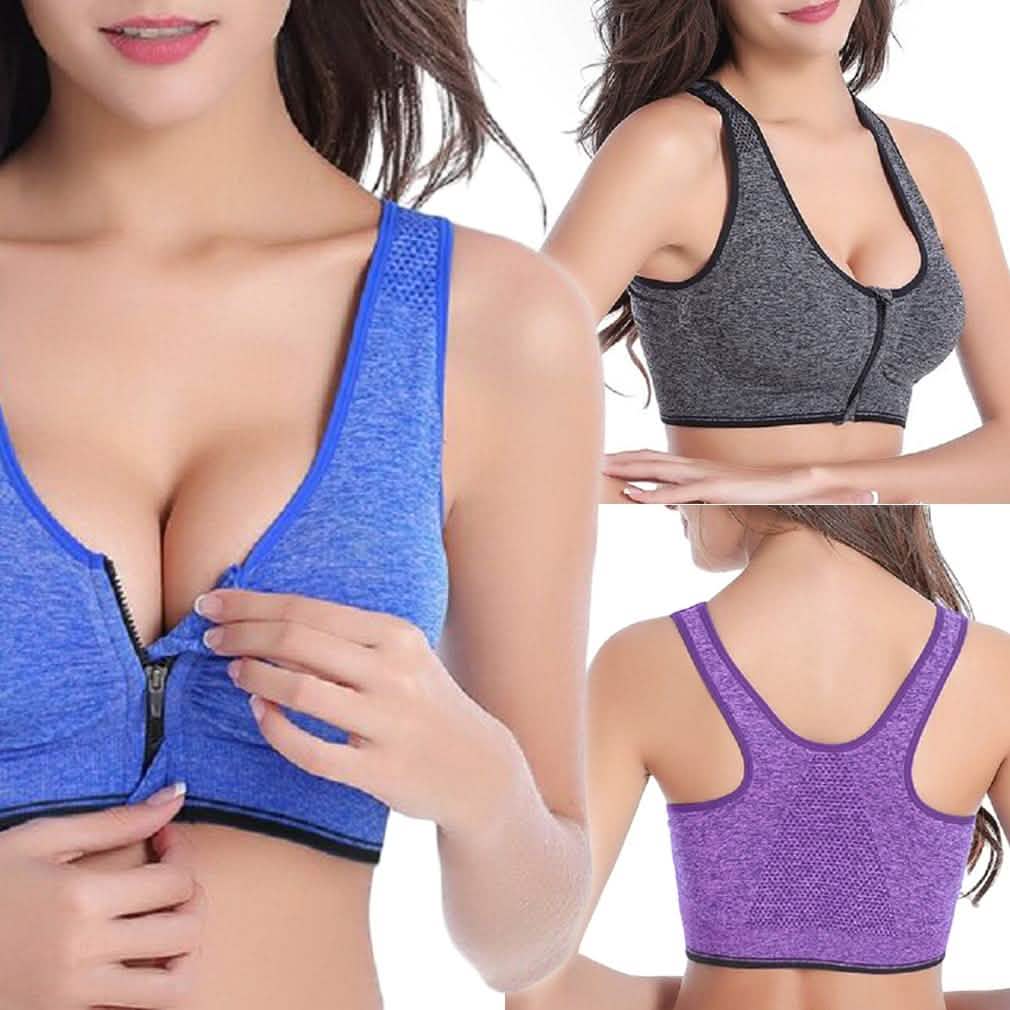 3-Pack : Incredible Endurance Front-Zip Sports Bra L Women's Lingerie - Tophatter Daily Deals