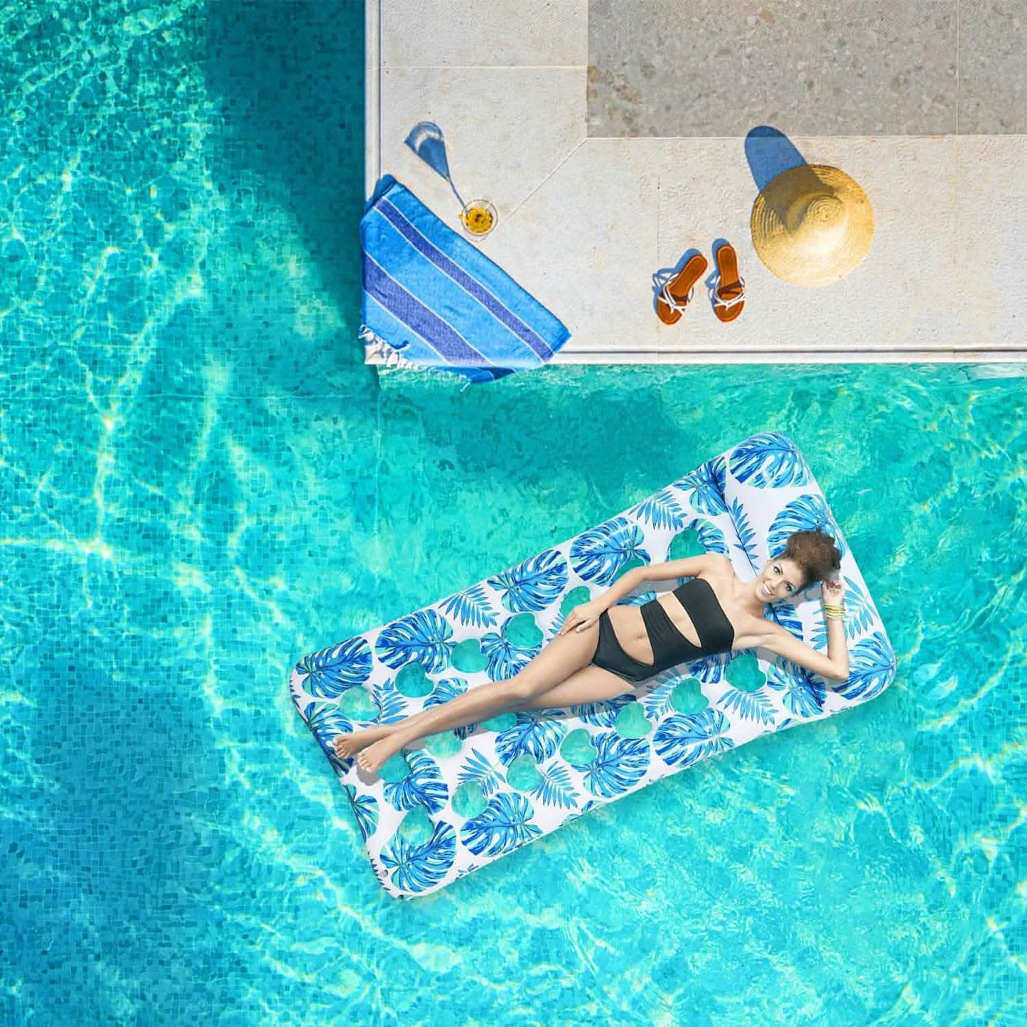 3-Pack: Inflatable Pool Float Raft Water Lounge 330lbs Load-Bearing Mattress with Headrest Outdoor Recreation - Tophatter Daily Deals