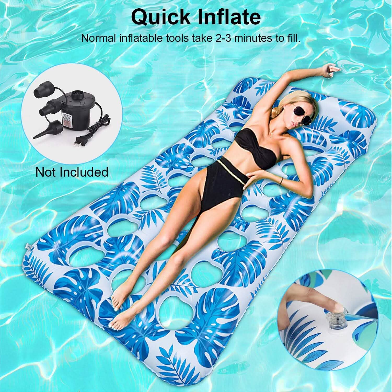 3-Pack: Inflatable Pool Float Raft Water Lounge 330lbs Load-Bearing Mattress with Headrest Outdoor Recreation - Tophatter Daily Deals