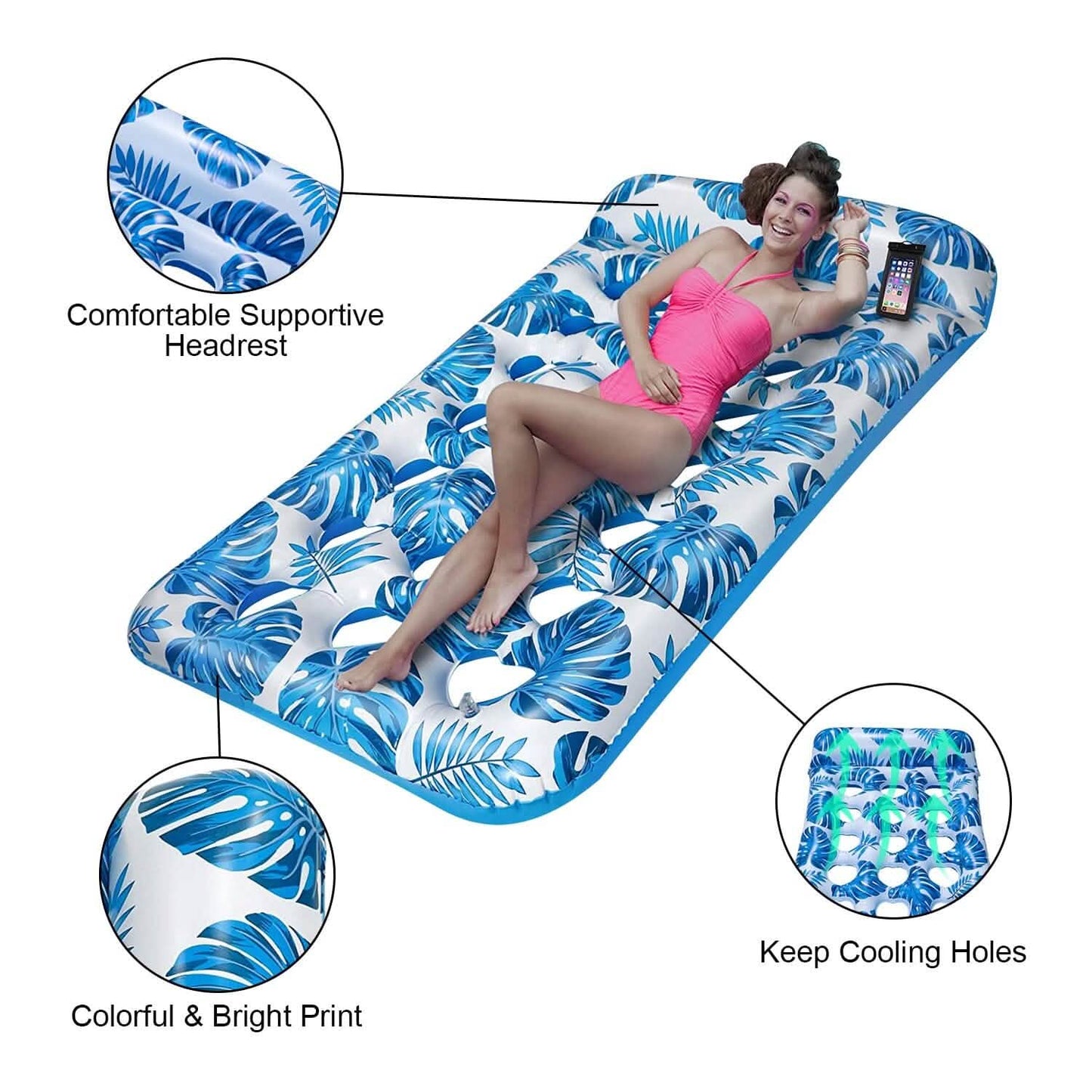 3-Pack: Inflatable Pool Float Raft Water Lounge 330lbs Load-Bearing Mattress with Headrest Outdoor Recreation - Tophatter Daily Deals