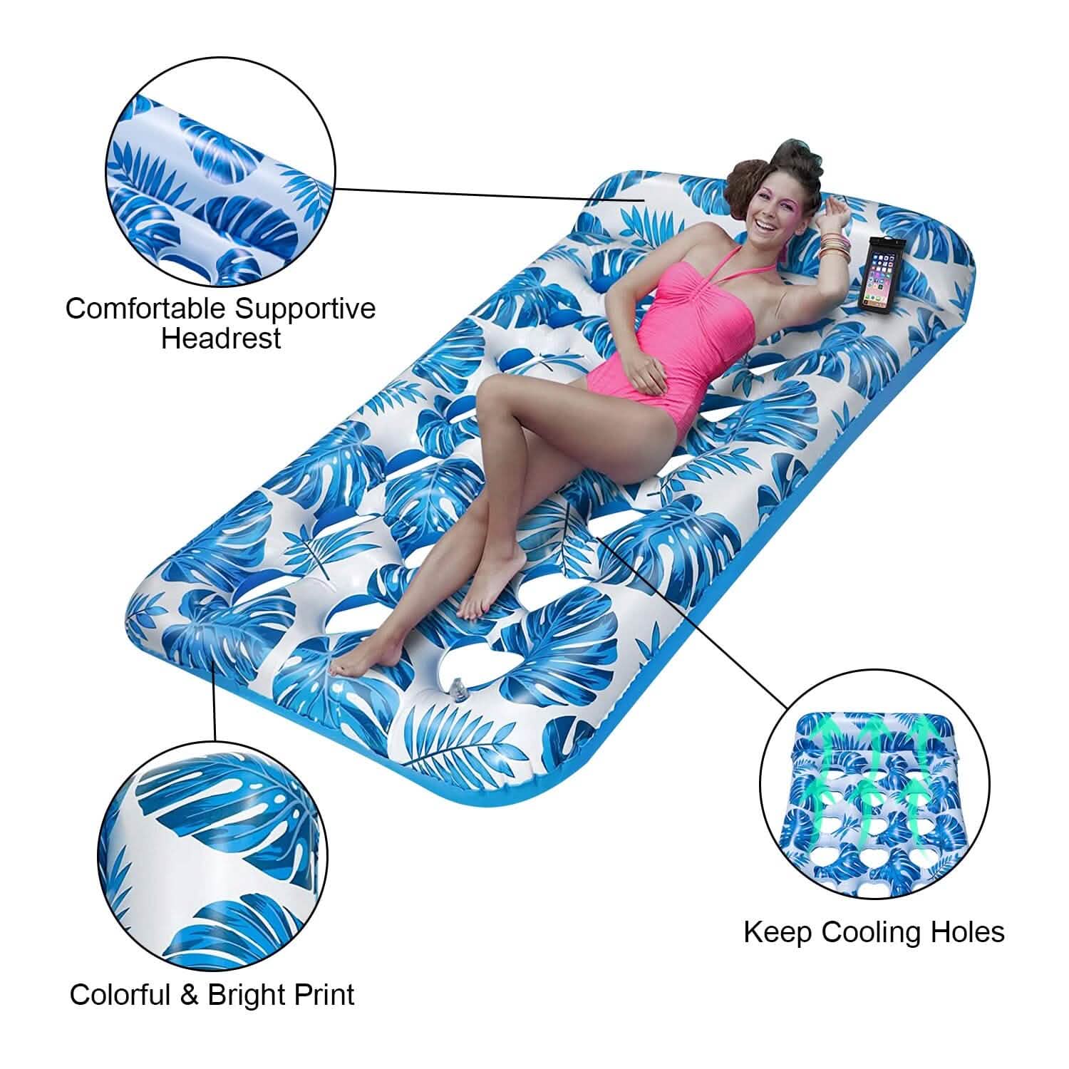 3-Pack: Inflatable Pool Float Raft Water Lounge 330lbs Load-Bearing Mattress with Headrest Outdoor Recreation - Tophatter Daily Deals