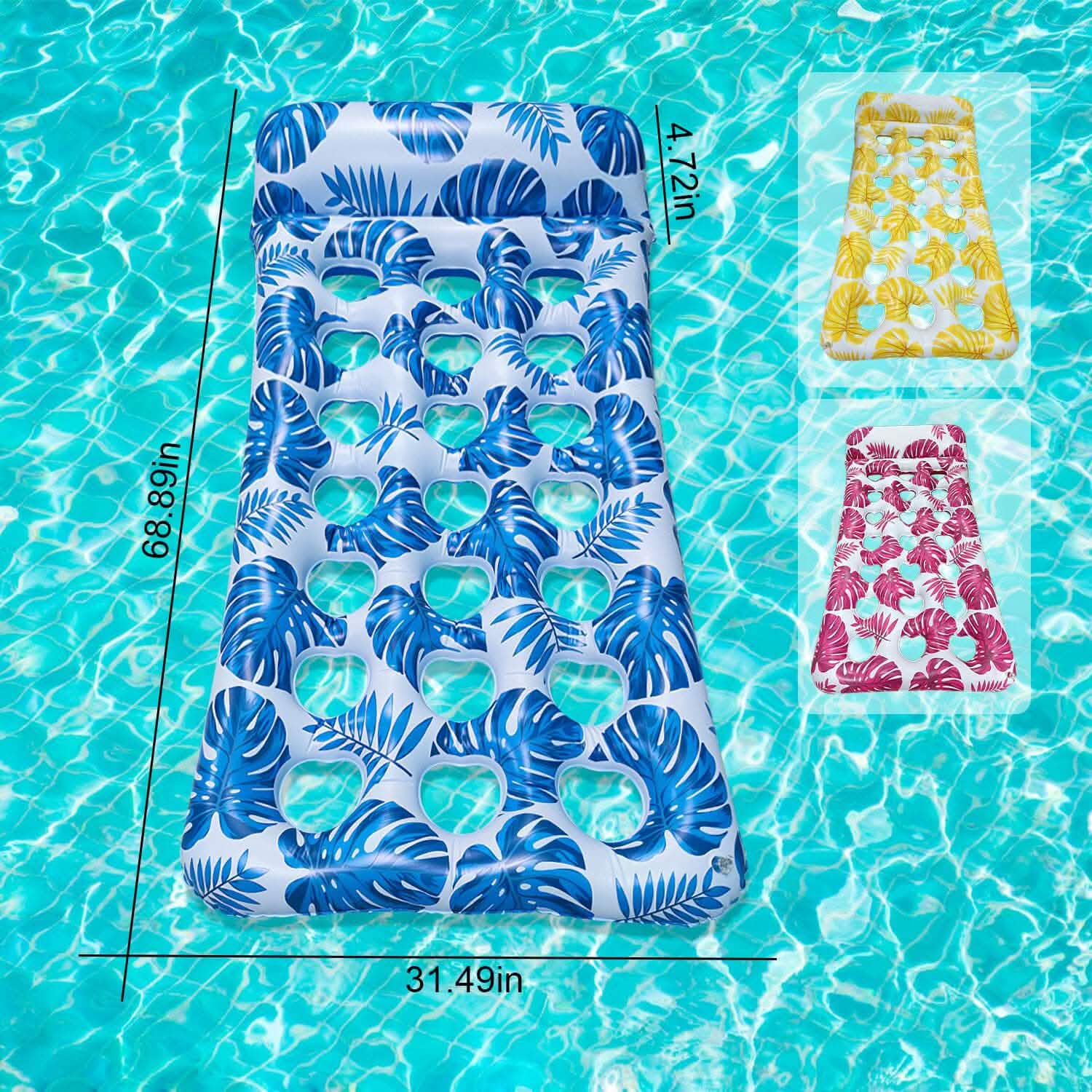 3-Pack: Inflatable Pool Float Raft Water Lounge 330lbs Load-Bearing Mattress with Headrest Outdoor Recreation - Tophatter Daily Deals