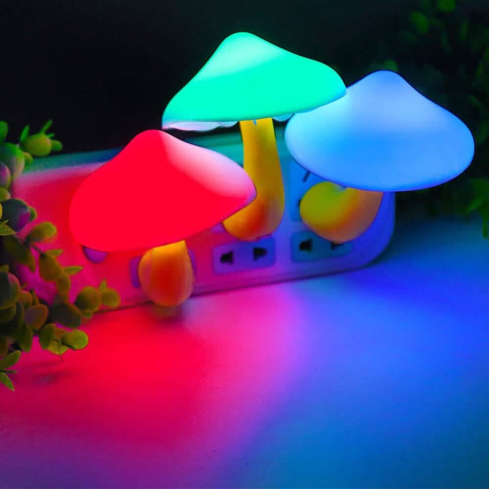 3-Pack: Mushroom Night Light with Dusk to Dawn Sensor Indoor Lighting - Tophatter Daily Deals