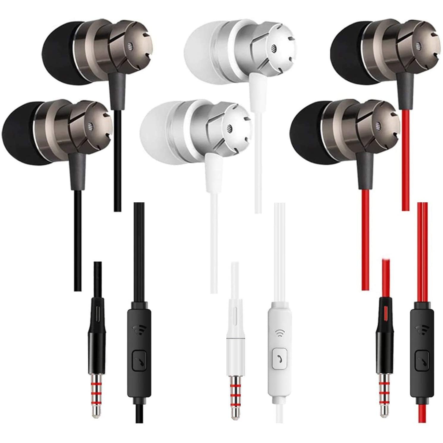 3-Pack: Noise Isolating Tangle Free In-Ear Headphones with Microphone In-Ear Headphones - Tophatter Daily Deals