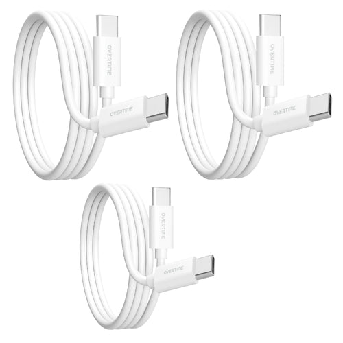3-Pack: Overtime iOS Compatible Charger 10ft USB-C Charging Cord