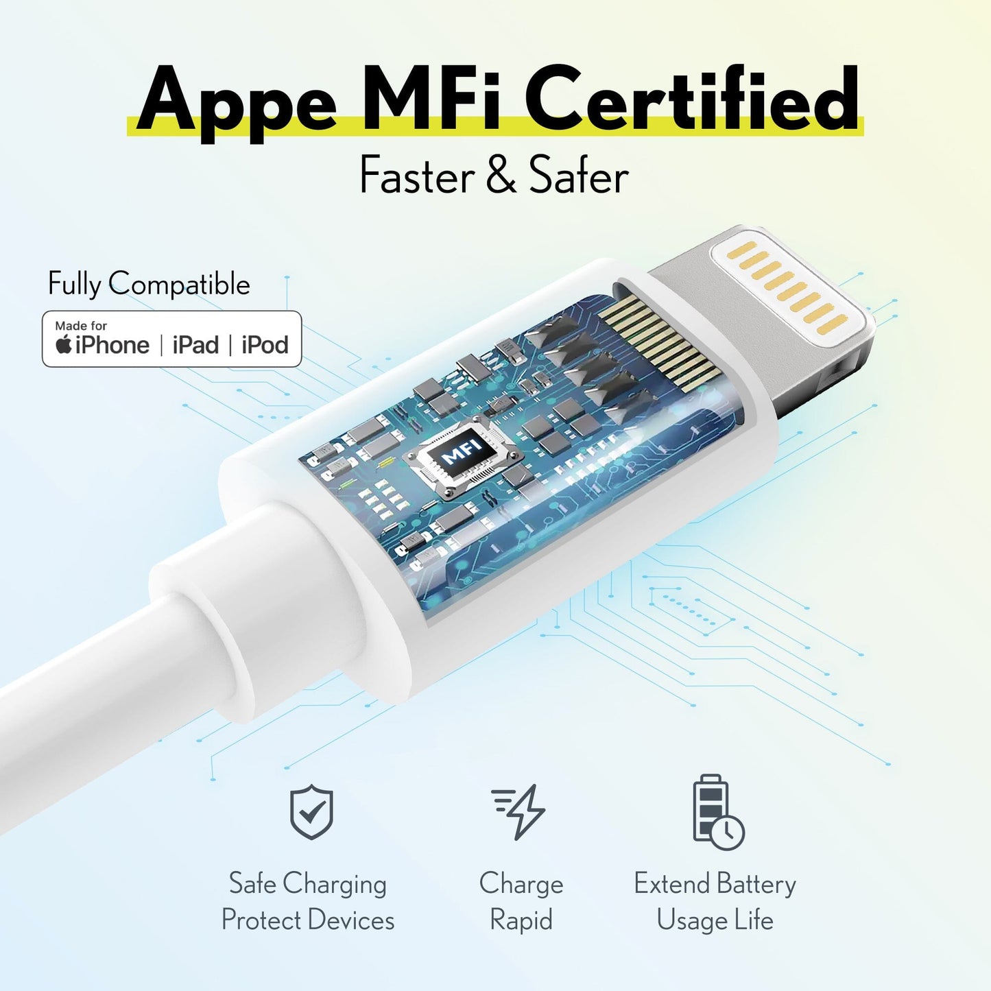 3-Pack: Overtime MFi Certified Ultra-Fast Charging 4ft Lightning Cables Charging Cable - Tophatter Daily Deals
