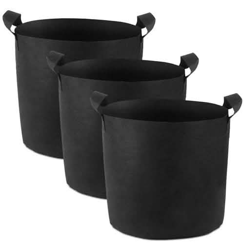 3-Pack: Planter Bags Breathable Planting Fabric Pots with Harvest Window 15 Gallon Garden & Patio - Tophatter Daily Deals