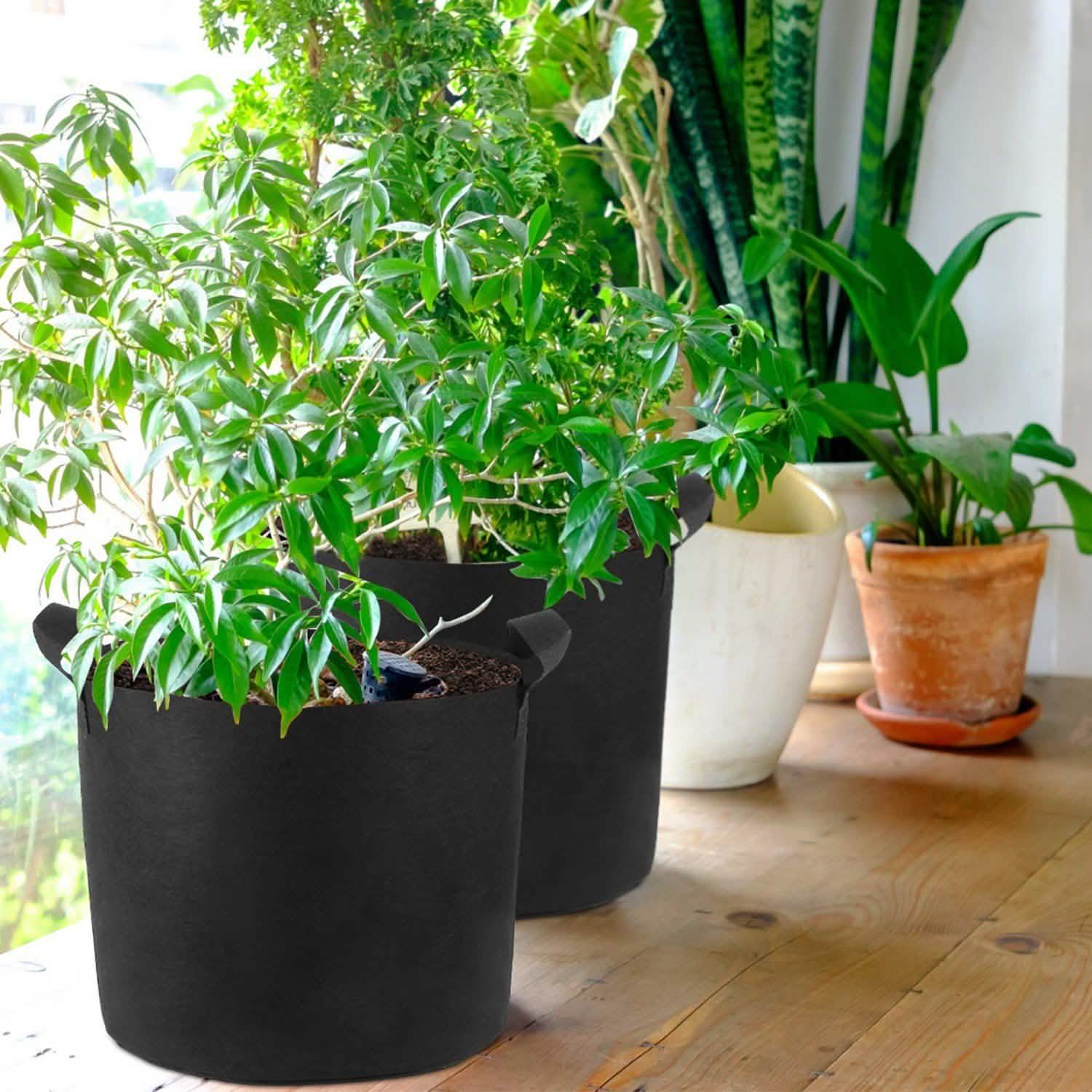 3-Pack: Planter Bags Breathable Planting Fabric Pots with Harvest Window Garden & Patio - Tophatter Daily Deals