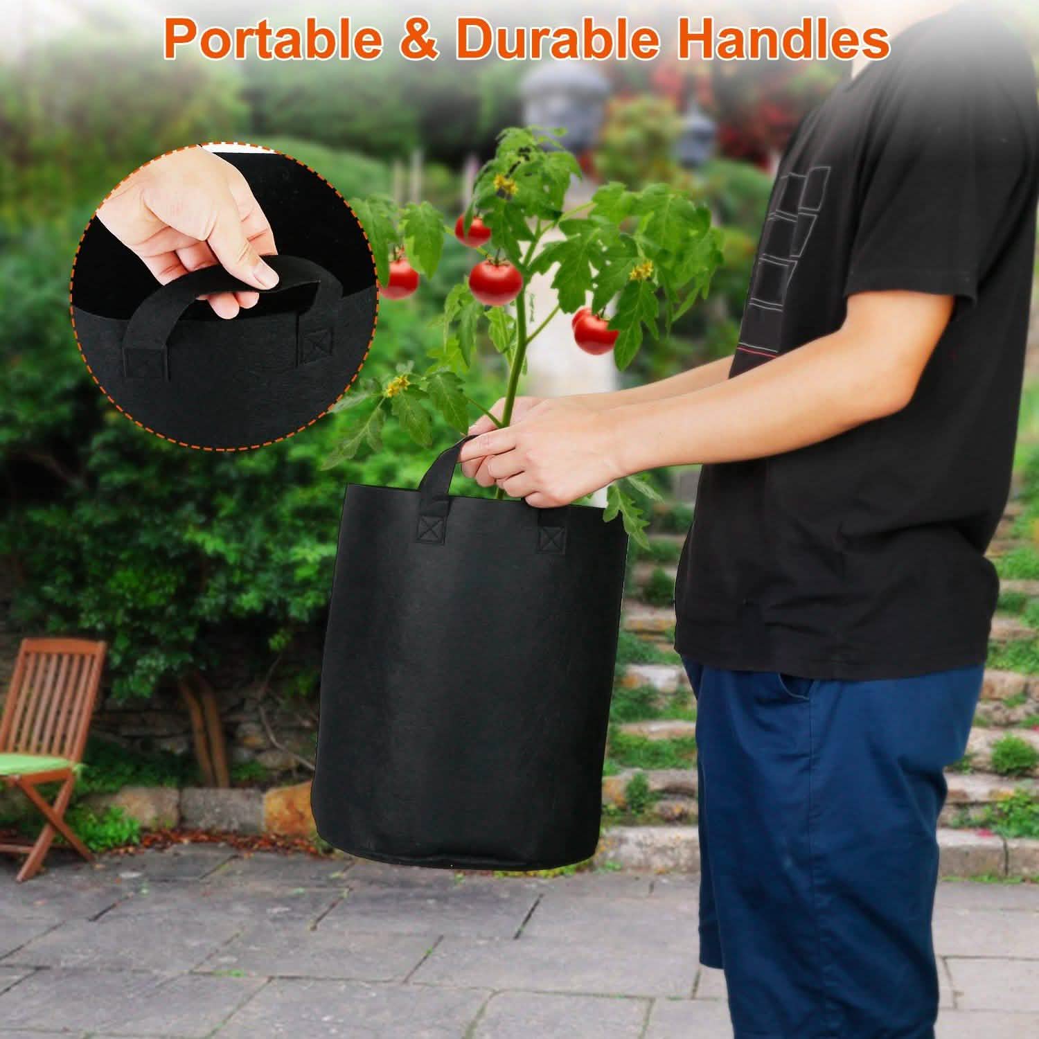 3-Pack: Planter Bags Breathable Planting Fabric Pots with Harvest Window Garden & Patio - Tophatter Daily Deals