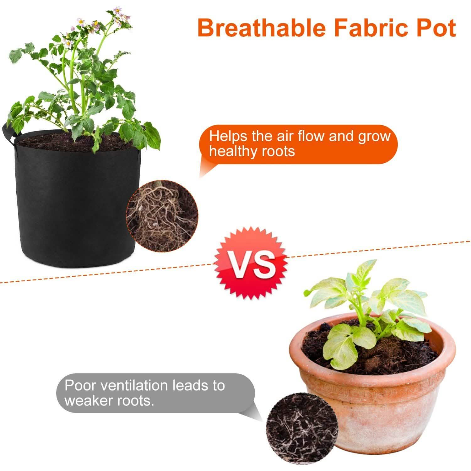 3-Pack: Planter Bags Breathable Planting Fabric Pots with Harvest Window Garden & Patio - Tophatter Daily Deals
