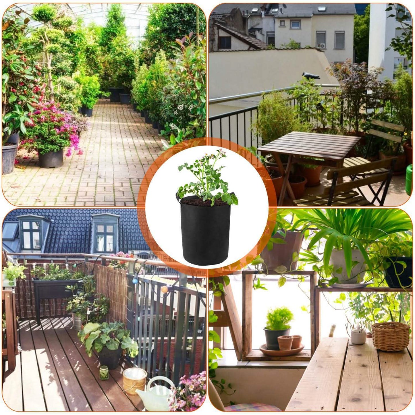 3-Pack: Planter Bags Breathable Planting Fabric Pots with Harvest Window Garden & Patio - Tophatter Daily Deals