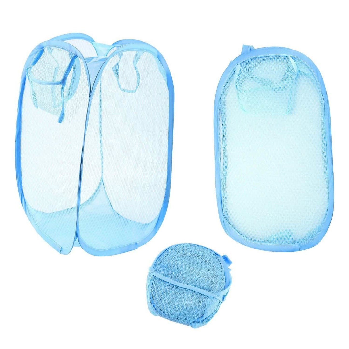 3-Pack: Pop-Up Laundry Hampers Foldable Blue Storage & Organization - Tophatter Daily Deals