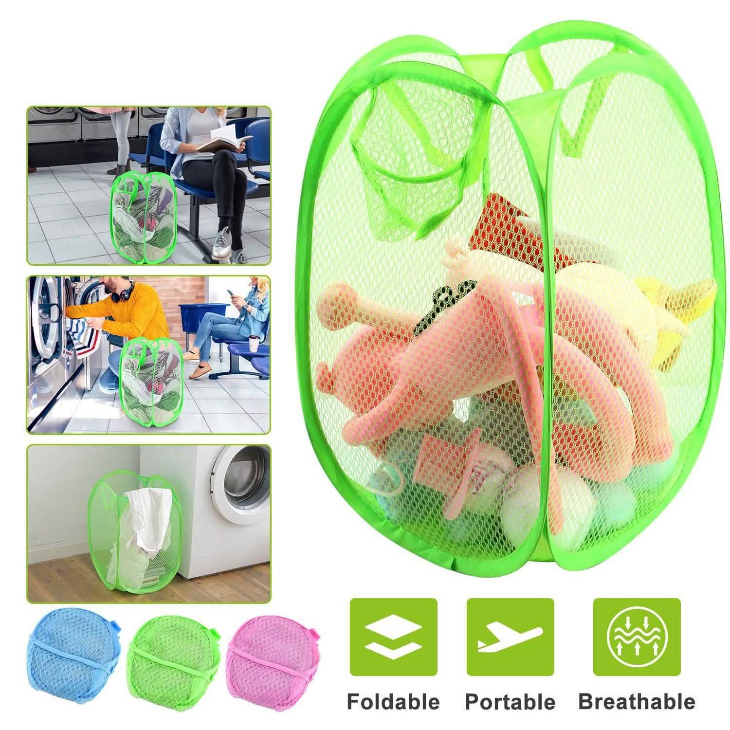 3-Pack: Pop-Up Laundry Hampers Foldable Storage & Organization - Tophatter Daily Deals