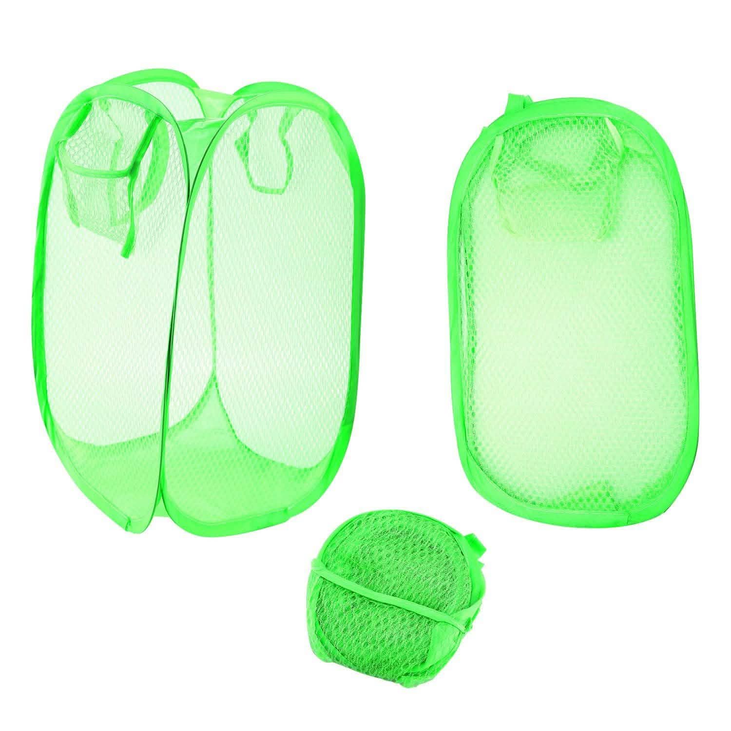 3-Pack: Pop-Up Laundry Hampers Foldable Green Storage & Organization - Tophatter Daily Deals