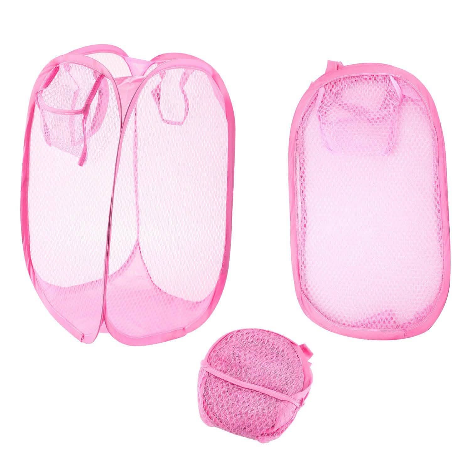 3-Pack: Pop-Up Laundry Hampers Foldable Pink Storage & Organization - Tophatter Daily Deals