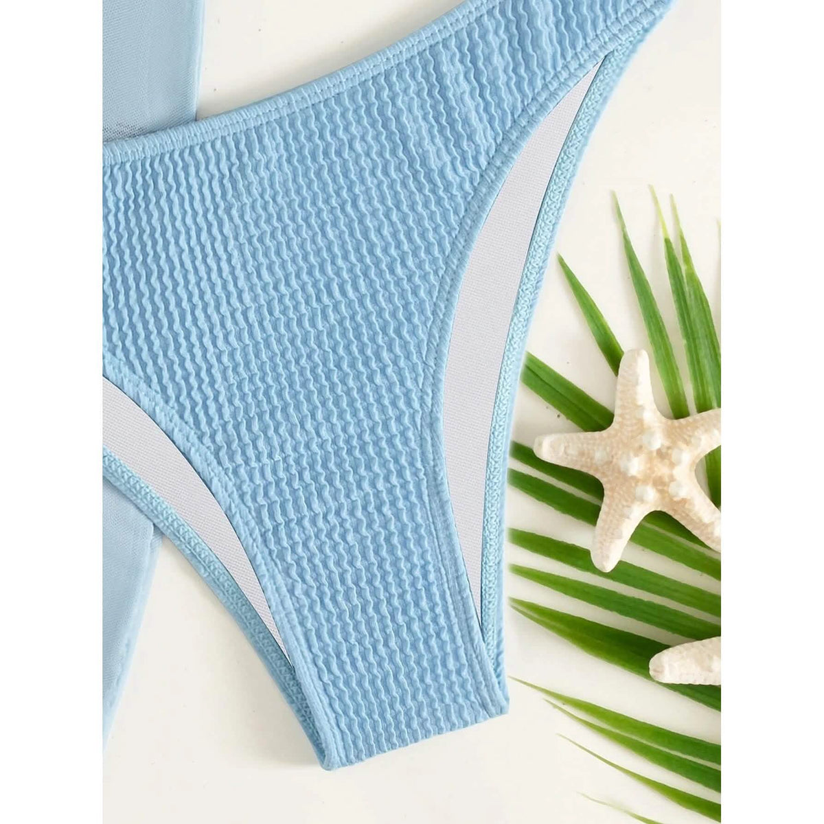 3-Pack: Textured Ring Linked Halter Bikini Swimsuit & Beach Skirt Women's Swimwear - Tophatter Daily Deals