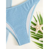 3-Pack: Textured Ring Linked Halter Bikini Swimsuit & Beach Skirt Women's Swimwear - Tophatter Daily Deals