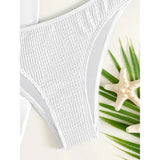 3-Pack: Textured Ring Linked Halter Bikini Swimsuit & Beach Skirt Women's Swimwear - Tophatter Daily Deals